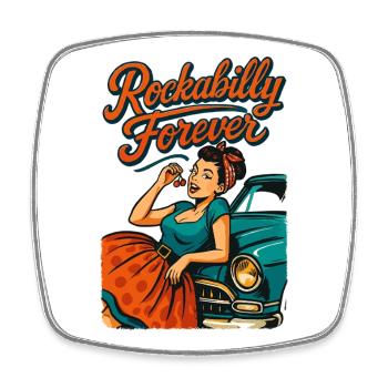 Rockabilly Forever Cherries Wife 50s Gift - Square fridge magnet - white - Front