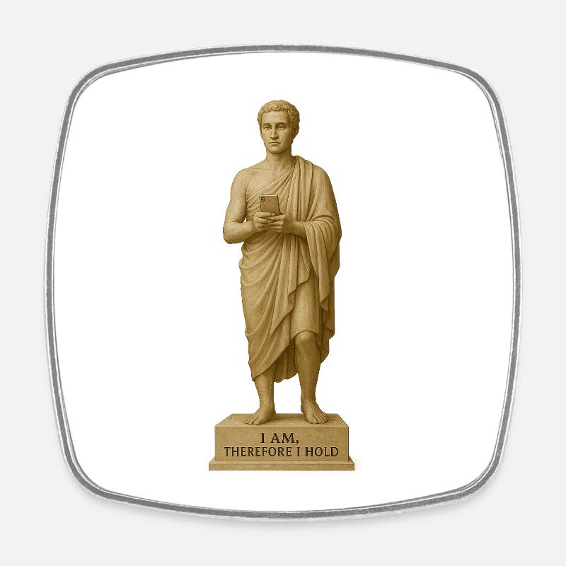 Statue antique avec motif smartphone - Magnet carré - blanc