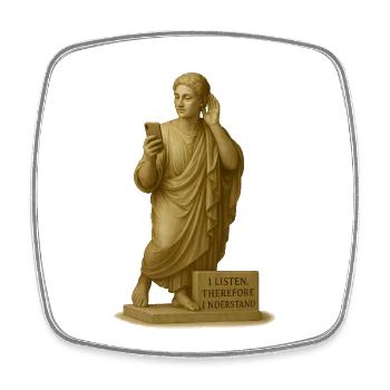 Antike Statue mit Smartphone und Zitat - Viereckiger Kühlschrankmagnet - Weiß - Vorne