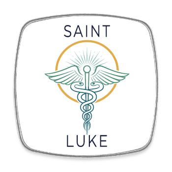 Saint Luke: Medizinische Hilfe - Viereckiger Kühlschrankmagnet - Weiß - Vorne