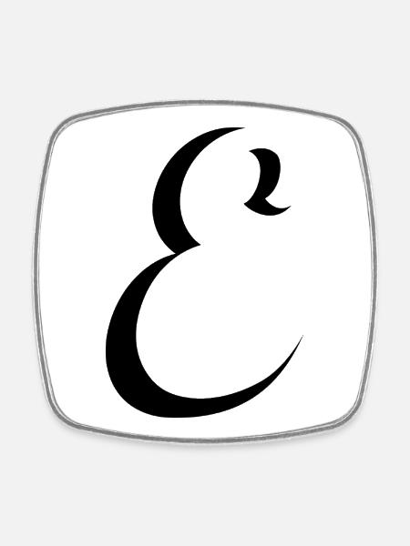 Letter E, name, the letter E - Square fridge magnet - white