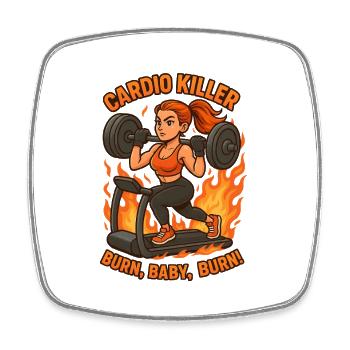 Cardio Killer Gym Girl Power Fitness Workout - Square fridge magnet - white - Front