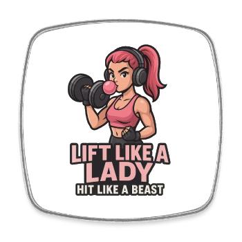 Lift Like A Lady Gym Girl Power Fitness Workout - Magnet carré - blanc - Devant