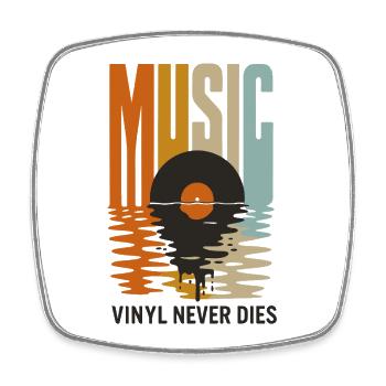 Vinyle ne meurt jamais Musique Disque vinyle Rétro - Magnet carré - blanc - Devant