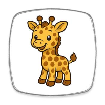 Mignon Girafe Ami Enfants Motif - Magnet carré - blanc - Devant