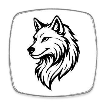 Wolf Silhouette - Viereckiger Kühlschrankmagnet - Weiß - Vorne