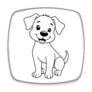 Minimalistic Puppy - Viereckiger Kühlschrankmagnet - Weiß - Vorne
