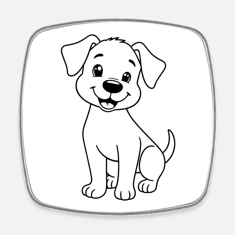 Chiot minimaliste - Magnet carré - blanc