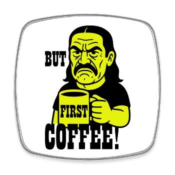 Premier homme de café - Magnet carré - blanc - Devant