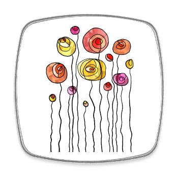 Abstraktes Frühlingsblumen-Thema - Viereckiger Kühlschrankmagnet - Weiß - Vorne