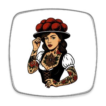 Bollenhut Tattoo Girl Schwarzwald Freiburg - Viereckiger Kühlschrankmagnet - Weiß - Vorne