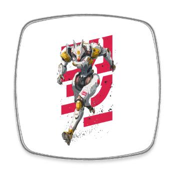 Futuristic Wolf Fighting Robot - Square fridge magnet - white - Front
