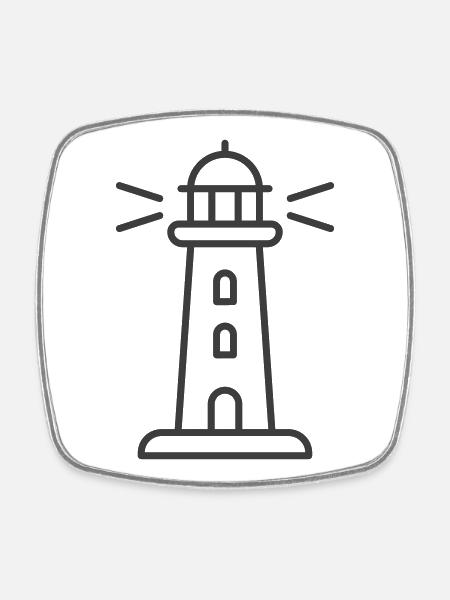 Leuchtturm-Leuchtfeuer-Design für nautische Bekleidung - Viereckiger Kühlschrankmagnet - Weiß