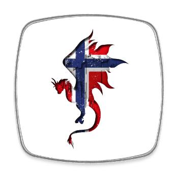 Norway Flag - Norway - Dragon Silhouette - Square fridge magnet - white - Front