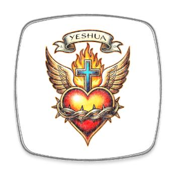Jeschua Heiliges Herz Tattoo Design - Viereckiger Kühlschrankmagnet - Weiß - Vorne