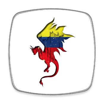 Flagge von Kolumbien - Kolumbien - Drachensilhouette - Viereckiger Kühlschrankmagnet - Weiß - Vorne