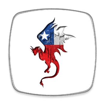 Drapeau du Chili - Chili - Silhouette de dragon - Magnet carré - blanc - Devant