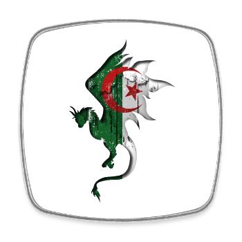 Drapeau de l’Algérie - Algérie - Silhouette de dragon - Magnet carré - blanc - Devant