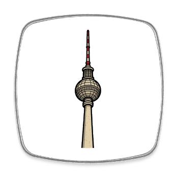 Berlin TV Tower Illustration - Square fridge magnet - white - Front