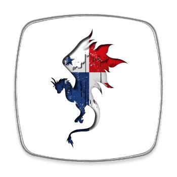 Panama Flagge - Drachen Silhouette - Viereckiger Kühlschrankmagnet - Weiß - Vorne