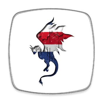 Drapeau du Costa Rica - Silhouette de dragon - Magnet carré - blanc - Devant