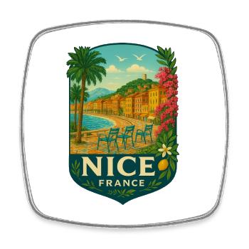 Nice - Sunny coastal scene - Square fridge magnet - white - Front
