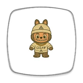 Bear cuddly toy with streetwear style - Square fridge magnet - white - Front