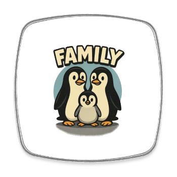 Familien-Pinguin Motiv auf Kleidung - Viereckiger Kühlschrankmagnet - Weiß - Vorne