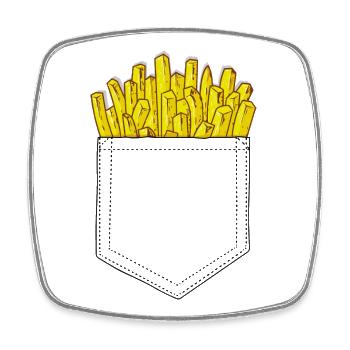 Frite Poche Humour Junkfood Trompe l'oeil - Magnet carré - blanc - Devant