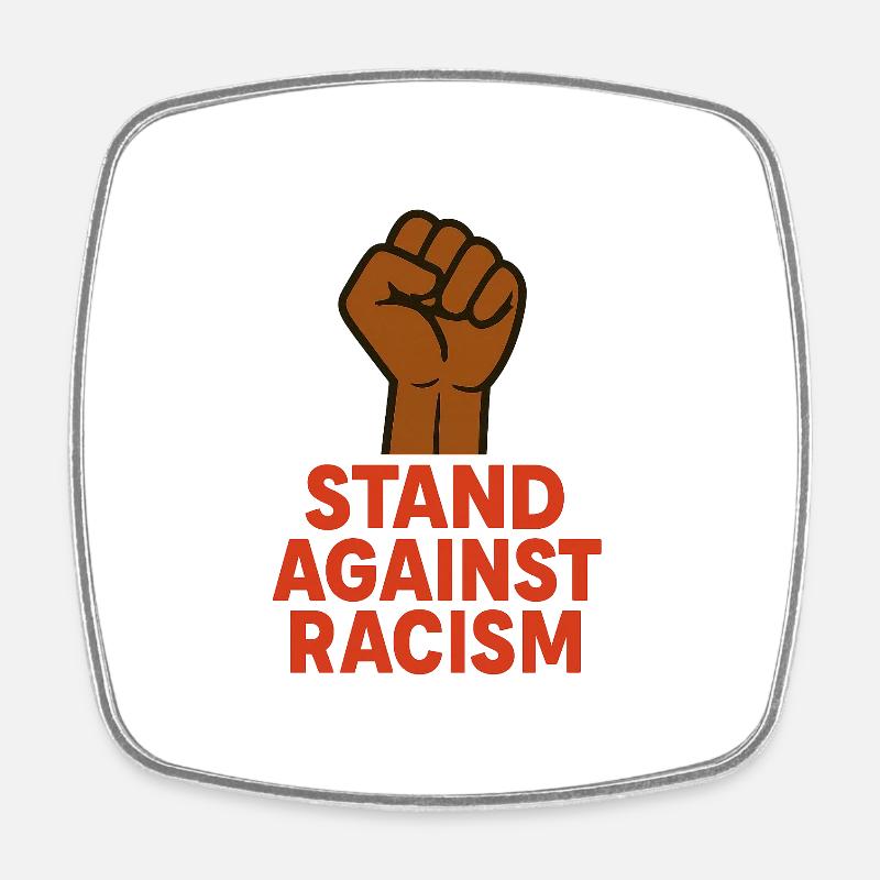 Renforcer le poing avec un message antiraciste - Magnet carré - blanc