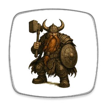 Zwerg mit Helm und Hammer - Viereckiger Kühlschrankmagnet - Weiß - Vorne