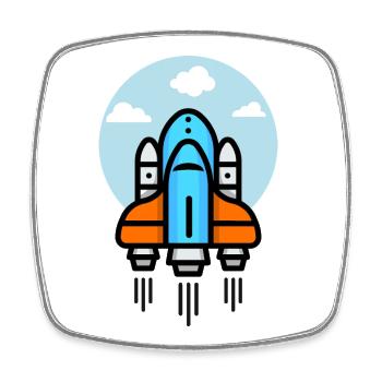 Futuristische Raumschiff-Illustration - Viereckiger Kühlschrankmagnet - Weiß - Vorne