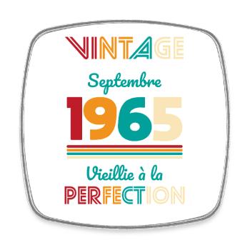 Anniversaire 60 ans - Vintage - Septembre 1965 - Magnet carré - blanc - Devant