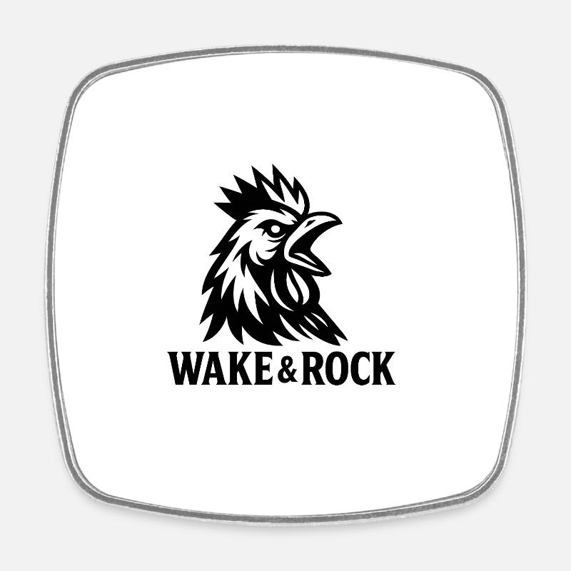 Wake & Rock - Square fridge magnet - white