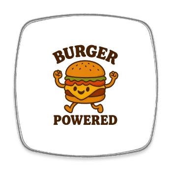 Burger Power Cartoon Design - Square fridge magnet - white - Front