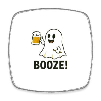 Playful Halloween Ghost Motif with Beer Glass - Square fridge magnet - white - Front