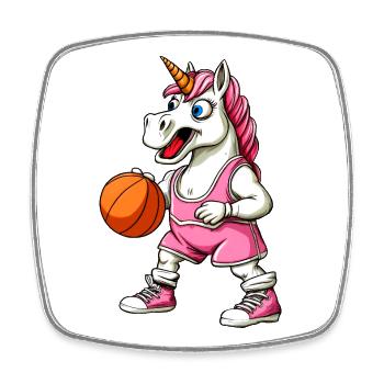 Einhörner Basketball - Viereckiger Kühlschrankmagnet - Weiß - Vorne