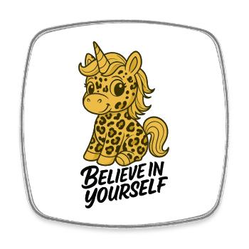 Leoparden-Einhorn - Süßes Cartoon Design - Viereckiger Kühlschrankmagnet - Weiß - Vorne