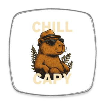 Chill Capybara Style - Square fridge magnet - white - Front