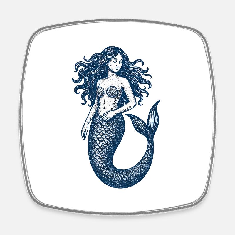 Enchanted Mermaid Elegance - Square fridge magnet - white