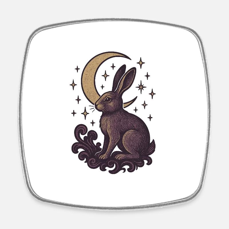 Celestial Hare Mystical Illustration - Square fridge magnet - white