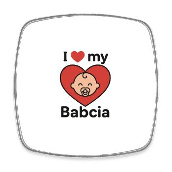 I Love My Babcia – süßes Baby Body / Kinder Shirt  - Viereckiger Kühlschrankmagnet - Weiß - Vorne