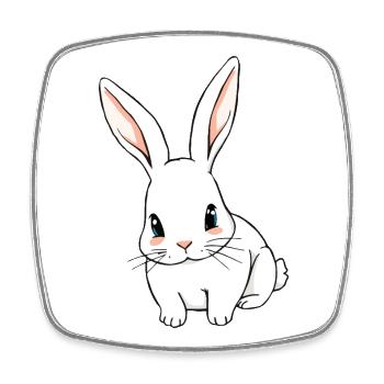 Cute Bunny with Big Ears - Square fridge magnet - white - Front