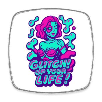 Glitch up your life! Cyborg Woman - Viereckiger Kühlschrankmagnet - Weiß - Vorne