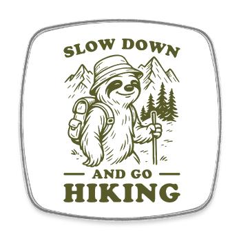 Relaxed Sloth Hiking Adventure Mountain Nature - Square fridge magnet - white - Front