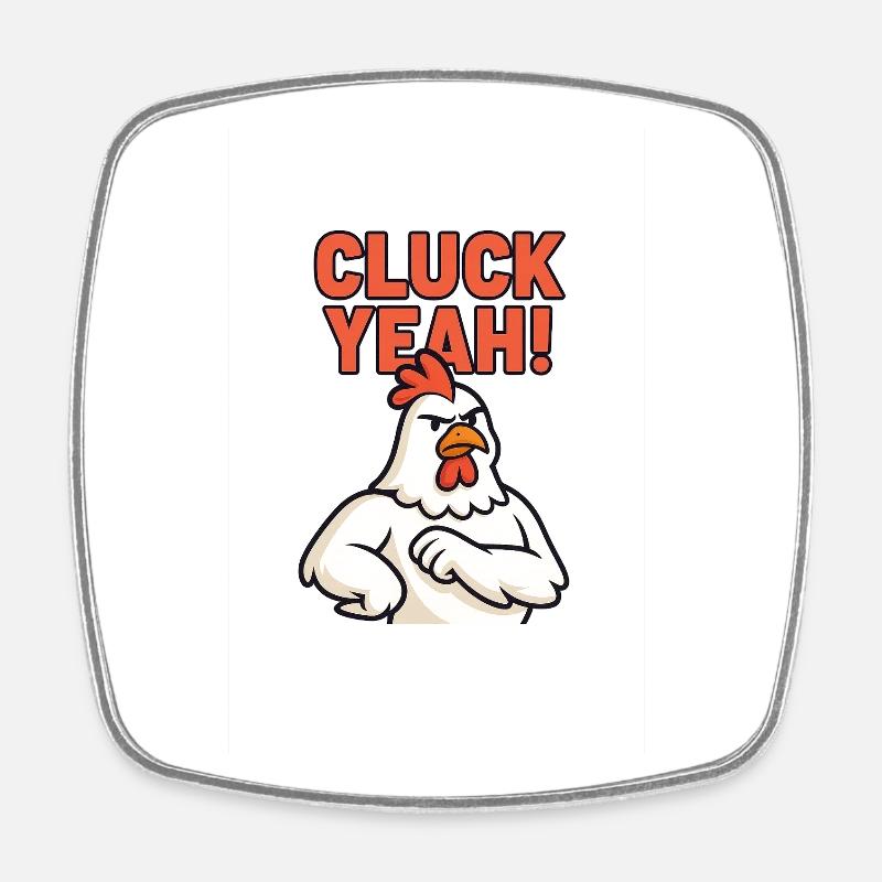 Expressive Rooster 'Cluck Yeah' Design - Square fridge magnet - white