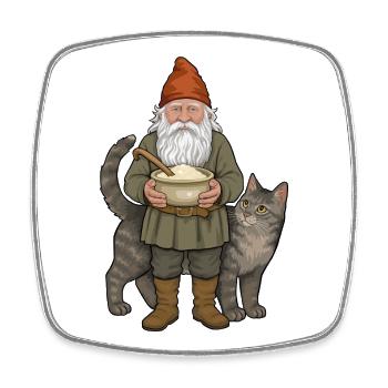 Der Bauernelf und die Katze - Viereckiger Kühlschrankmagnet - Weiß - Vorne