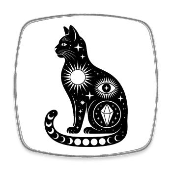 Cosmic Cat - Cool Astonomy Logo - Viereckiger Kühlschrankmagnet - Weiß - Vorne