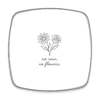 No Rain, No Flowers - Handdrawing, minimalism  - Viereckiger Kühlschrankmagnet - Weiß - Vorne