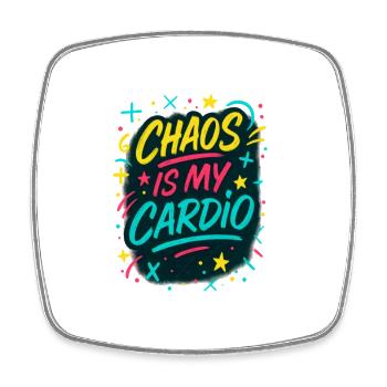 Chaos is my Cardio - Viereckiger Kühlschrankmagnet - Weiß - Vorne